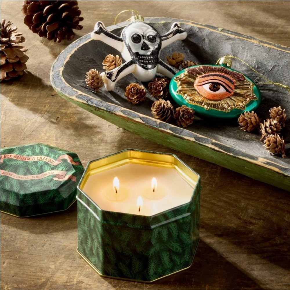 John Derian For Target Black Balsam and Charcoal 3-Wick Tin Candle x2